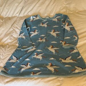 Mini Boden Teal Unicorn Print Long-Sleeve
